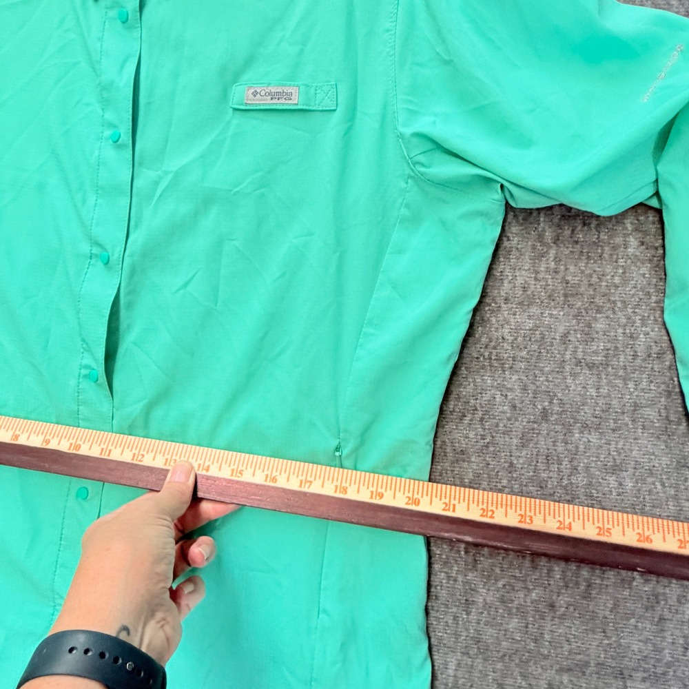 Columbia PFG Shirt Womens XL Green Long Sleeve Button Up Bahama II Fishing Gear - Picture 12 of 14